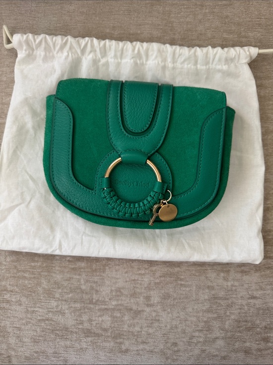 See By Chloe Handbags - See By Chloe Kelly Green Suede & Leather Crossbody with Gold Ring